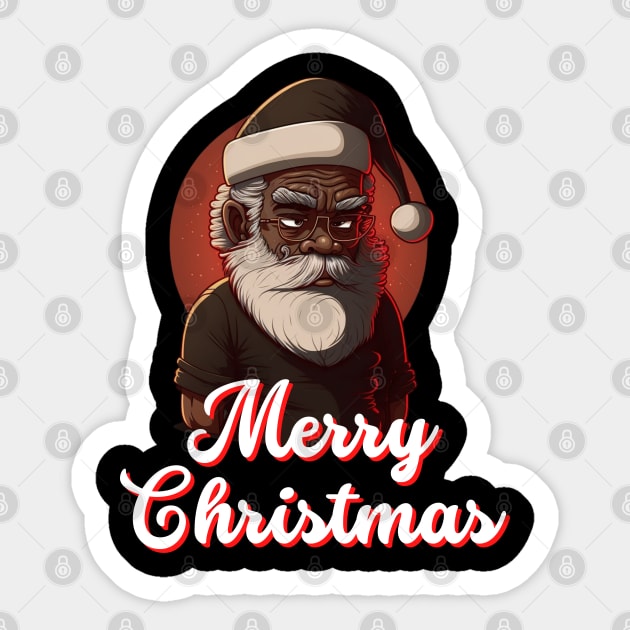 Black Santa, African American Santa Sticker by UrbanLifeApparel